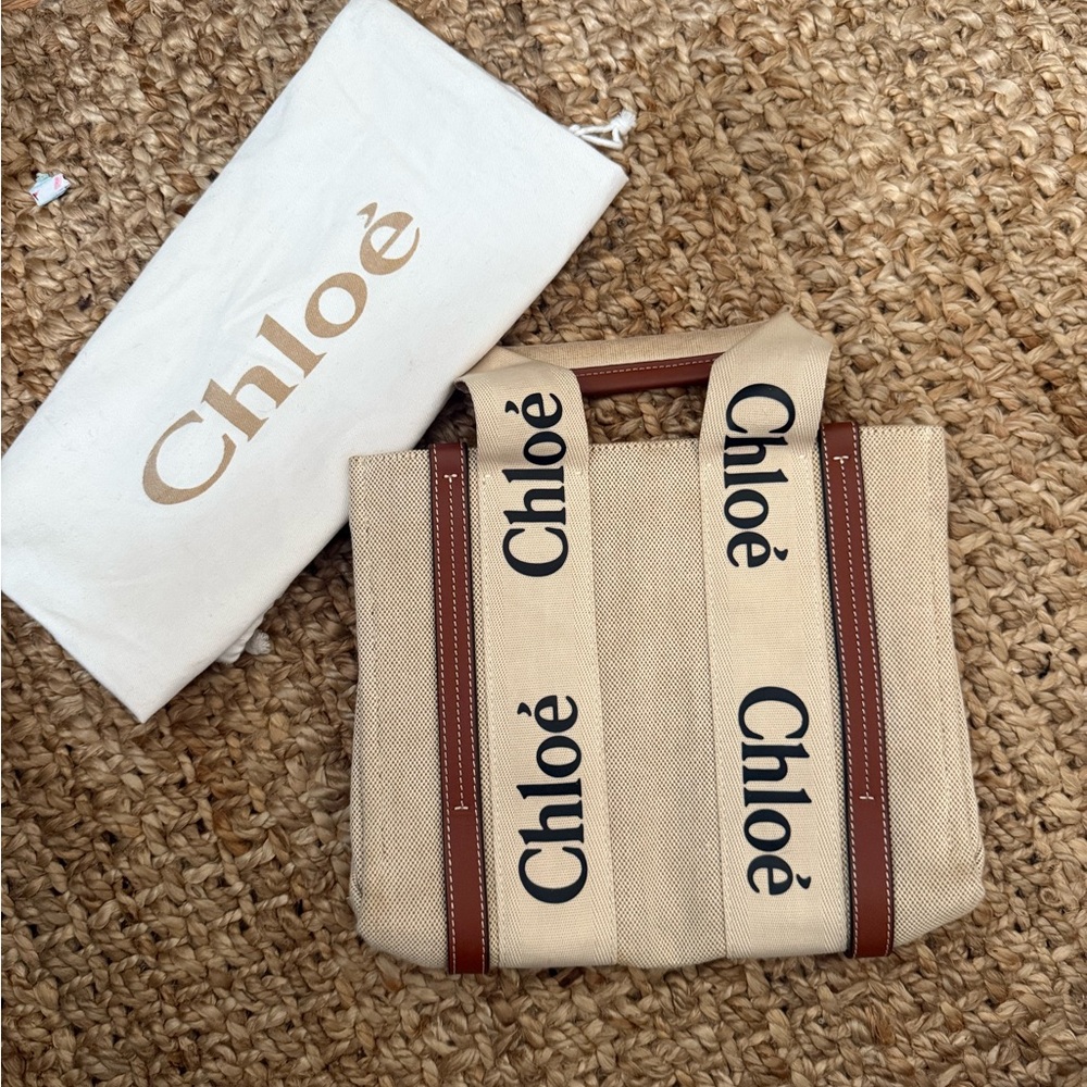 Chloe Tan and Brown Logo Tote